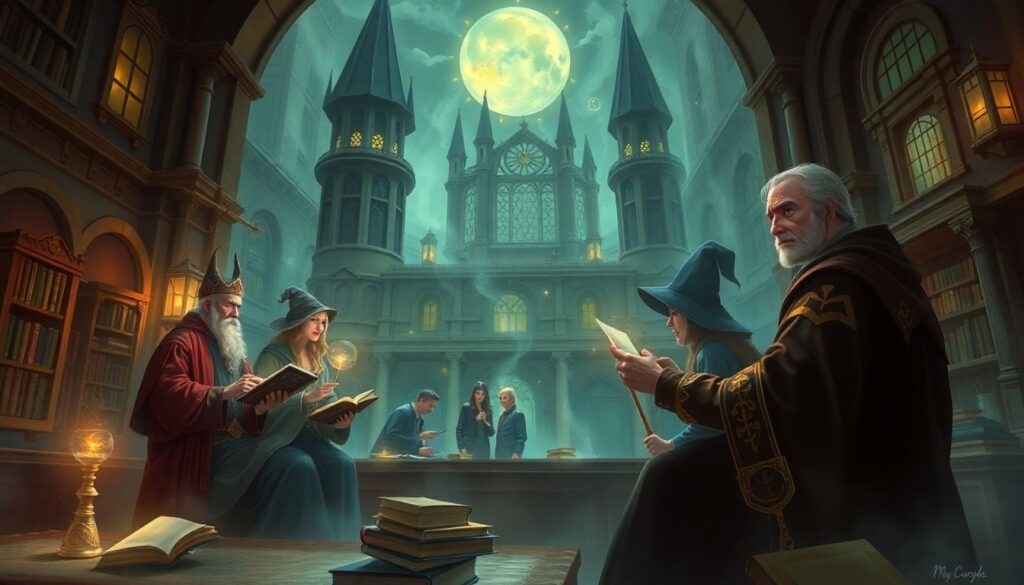 Архетипы персонажей: наставники и ученики в школе магии - иллюстрация